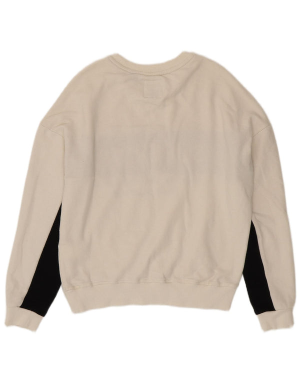 Superdry Grafik-Sweatshirtpullover für Damen, UK 14, Größe L, Weiß, Farbblock