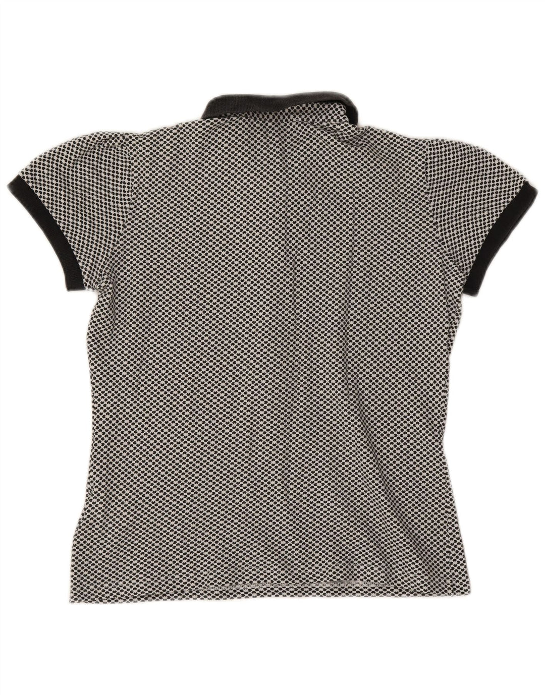 FRED PERRY Damen Poloshirt UK 12 Medium Marineblau Blumenmuster Baumwolle