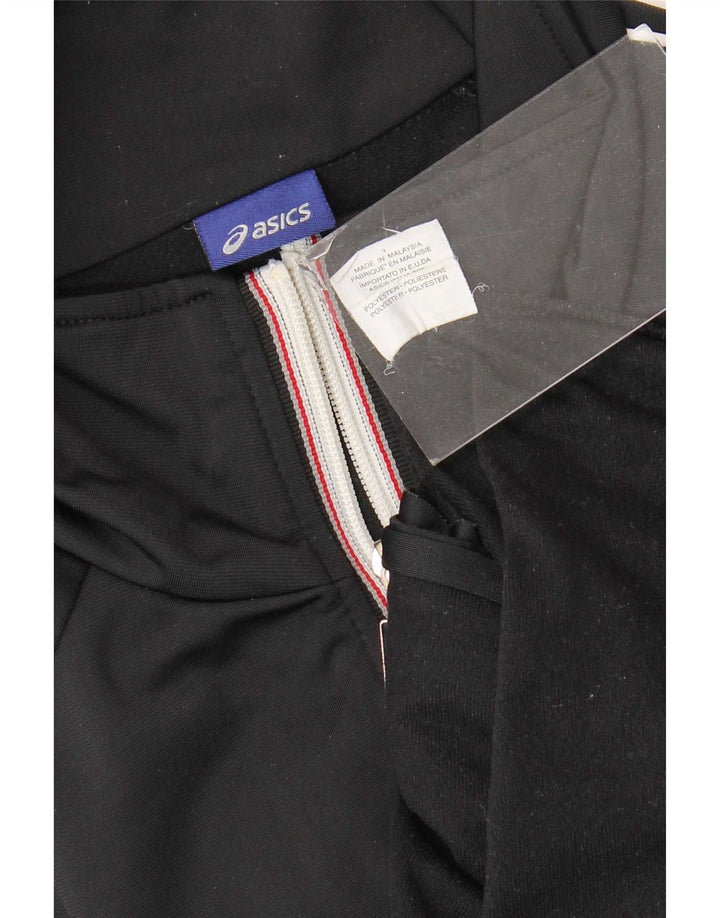 Asics Herren-Trainingsanzug-Top-Jacke, mittelschwarz, gestreift, Polyester
