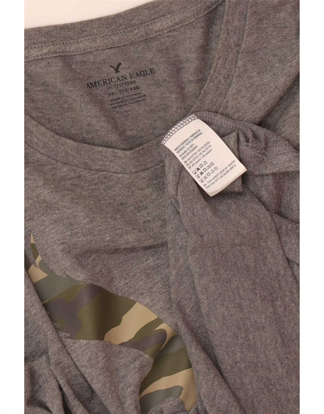 American Eagle Herren-T-Shirt mit Grafik, 2XL, graue Baumwolle