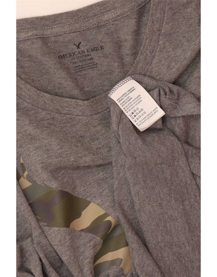 American Eagle Herren-T-Shirt mit Grafik, 2XL, graue Baumwolle