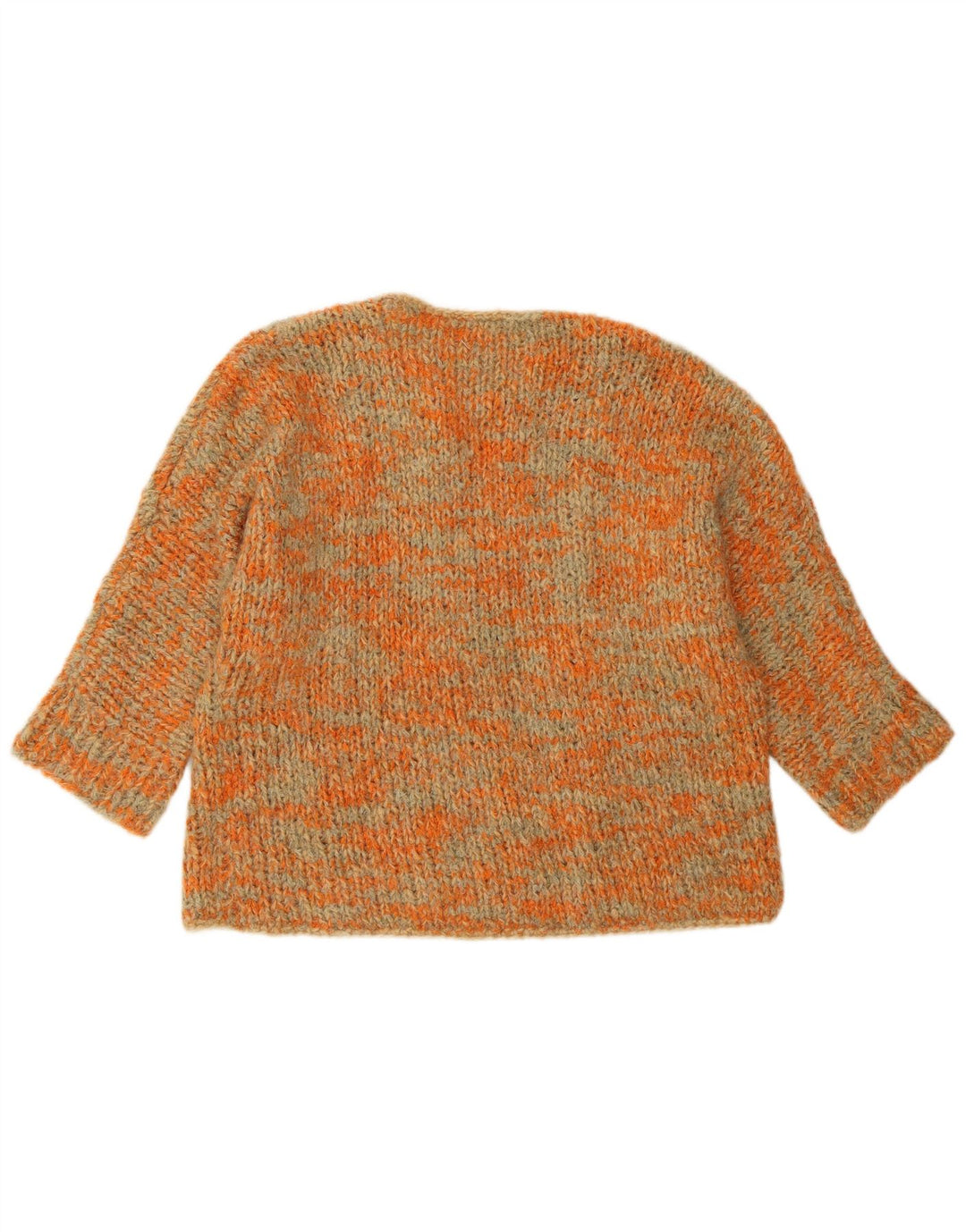 VINTAGE Damen Pullover mit bauchfreiem U-Boot-Ausschnitt, UK 18 2XL Orange meliert