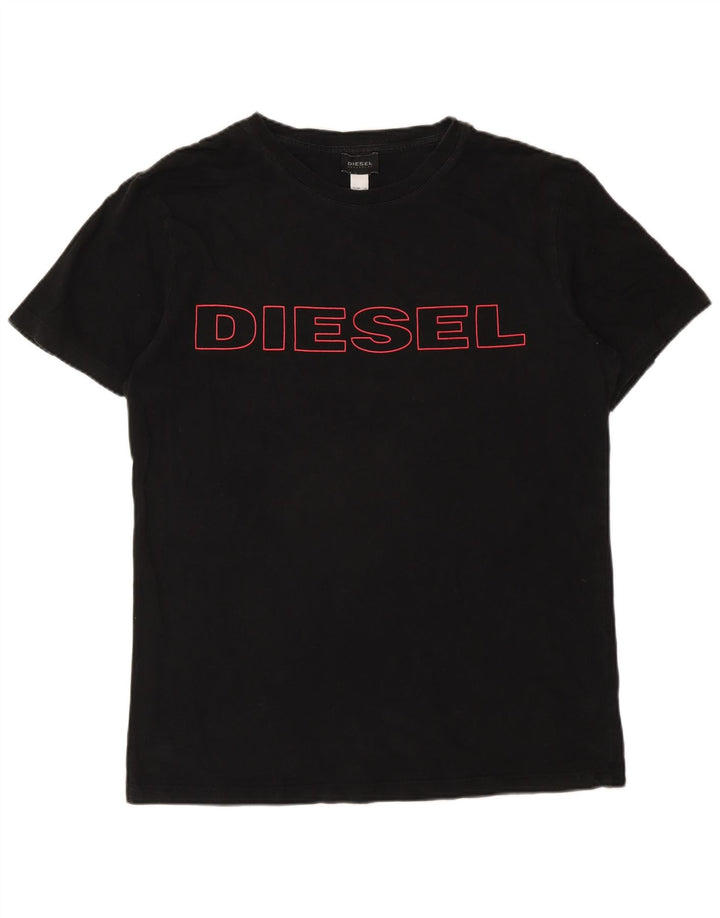 Diesel Herren-T-Shirt mit Grafik, groß, aus schwarzer Baumwolle
