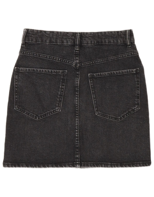 Zara Damen Mini-Jeansrock, Größe S, Größe 26, Grau, Baumwolle