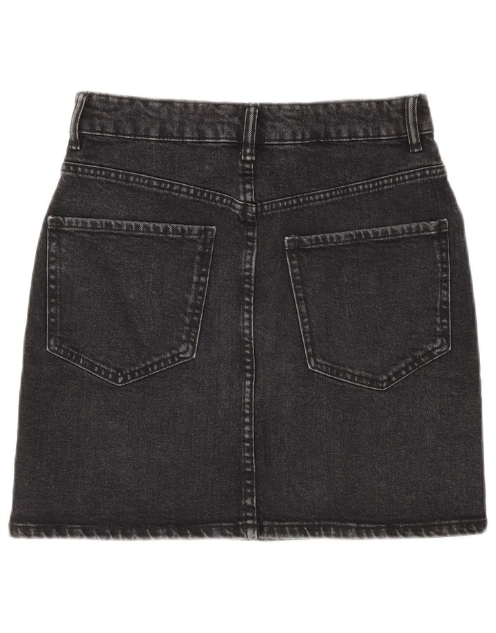 Zara Damen Mini-Jeansrock, Größe S, Größe 26, Grau, Baumwolle