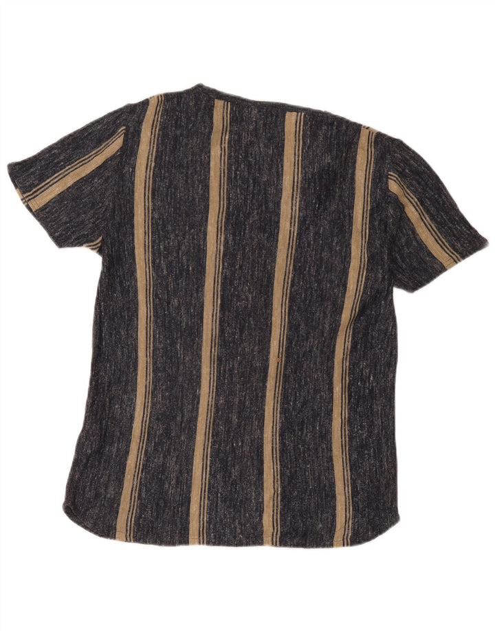 Zara Herren T-Shirt Top Small Grau gestreift Acryl