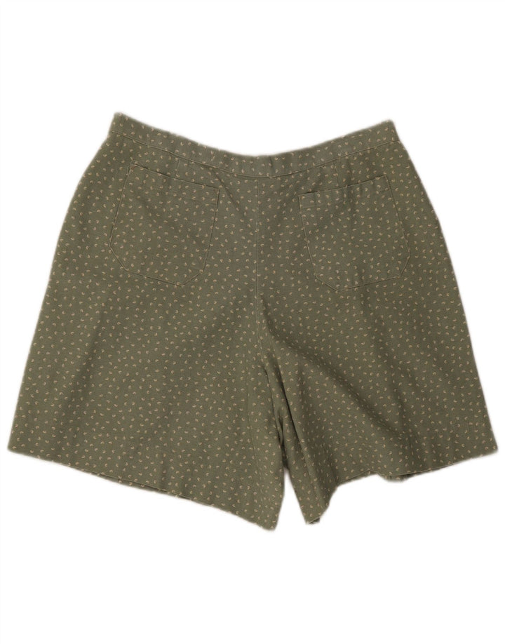 Vintage Damen Lässige Shorts Groß W34 Grün gefleckt