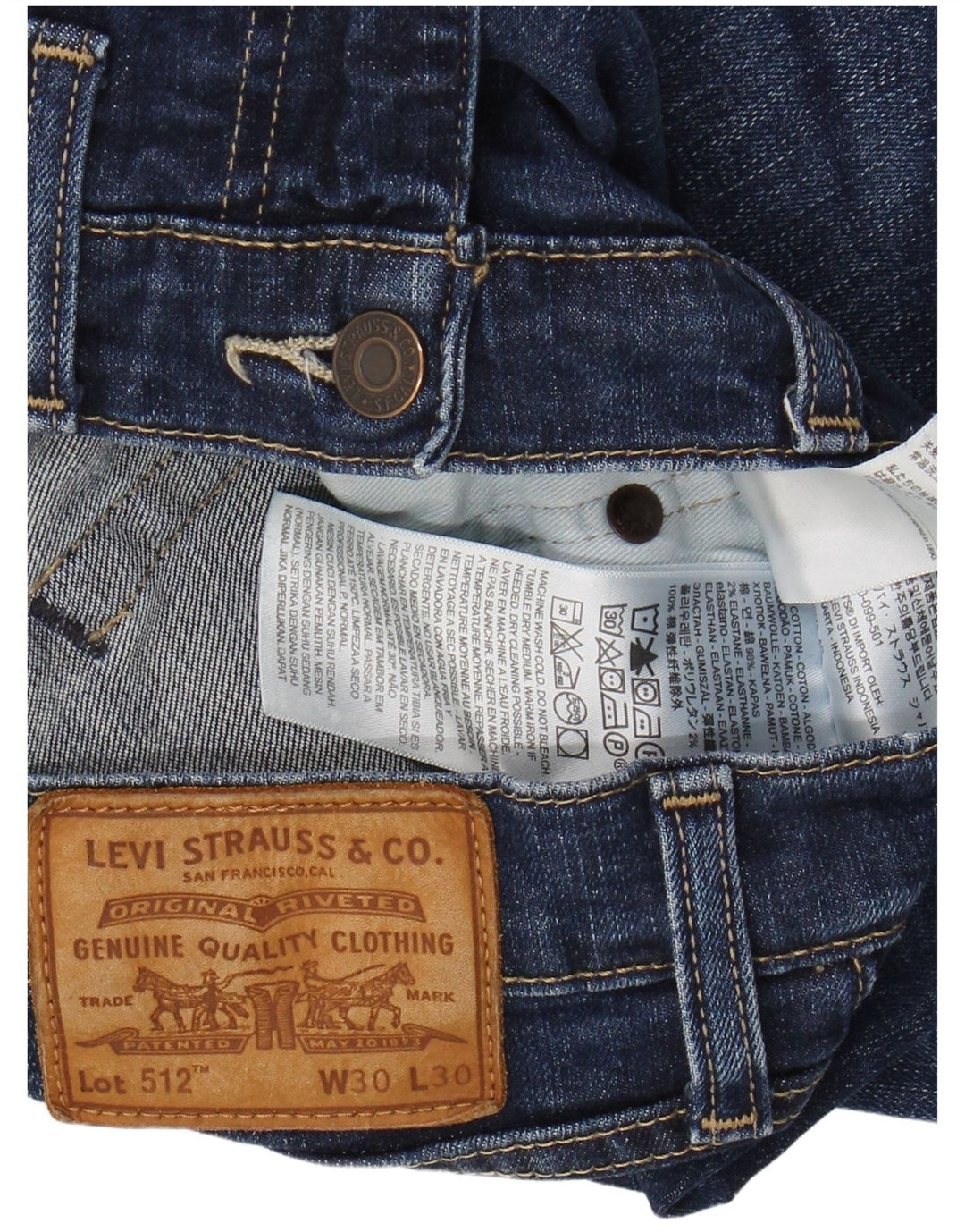 LEVI'S Herren 512 Slim Tapered Jeans W30 L30 Blaue Baumwolle