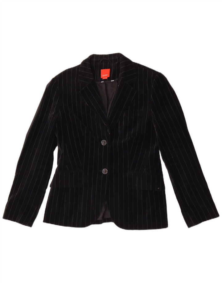 Esprit Damen-Blazer aus Samt mit 2 Knöpfen, Gr. 14, Größe L, Schwarz, Nadelstreifen