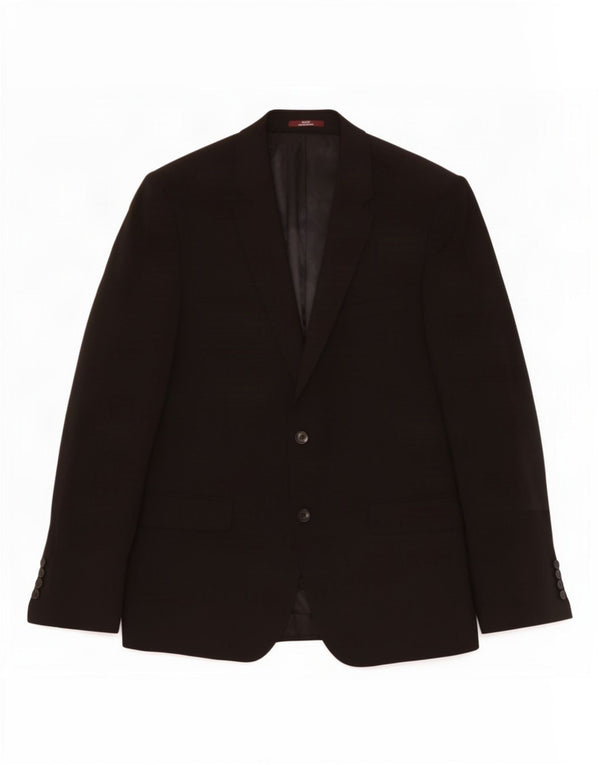 Marks & Spencer Mens 2 Button Blazer Jacket UK 42 Large Black Wool