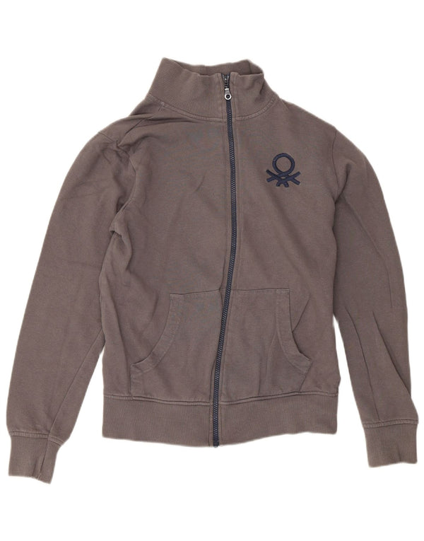 Benetton Mädchen-Trainingsanzug-Top-Jacke, 13–14 Jahre, 3XL, graue Baumwolle