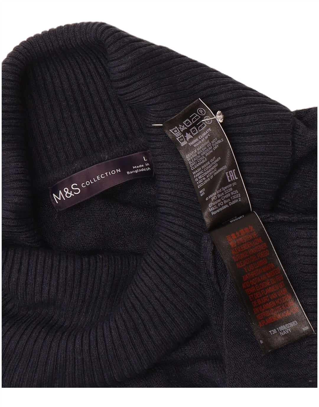 Marks & Spencer Damen Rollkragenpullover, Gr. 40, Marineblau