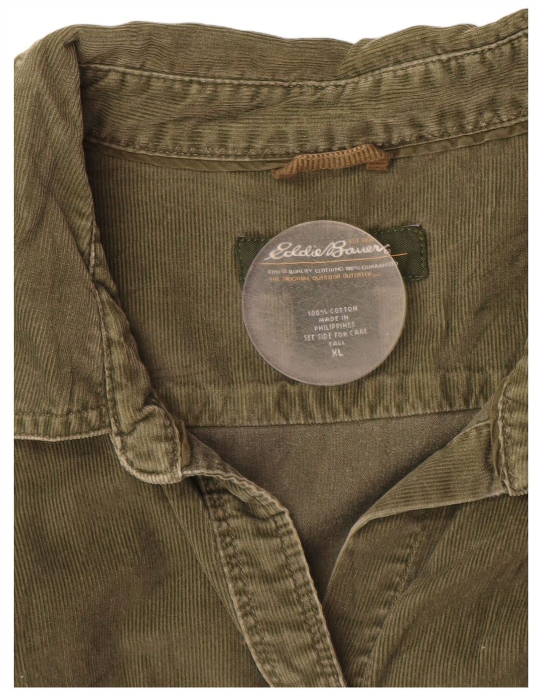 EDDIE BAUER Damen-Hemd aus Cord, groß, UK 18, XL, grüne Baumwolle