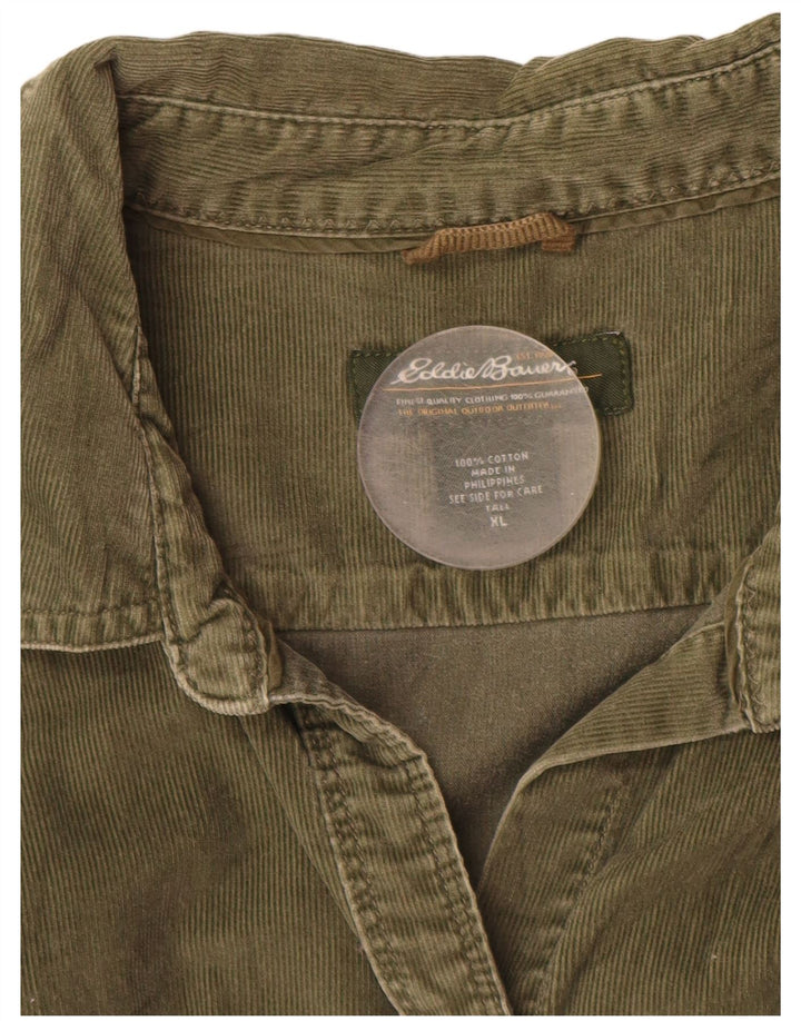 EDDIE BAUER Damen-Hemd aus Cord, groß, UK 18, XL, grüne Baumwolle