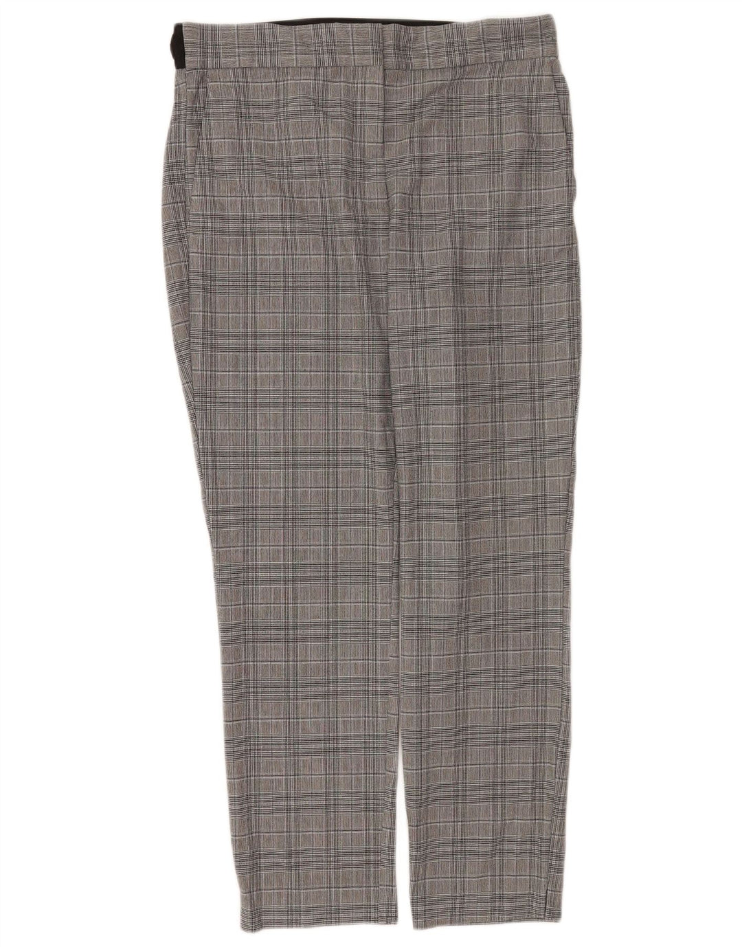 Gerade Anzughose für Damen von Zara, groß, W32, L28, grau kariertes Polyester