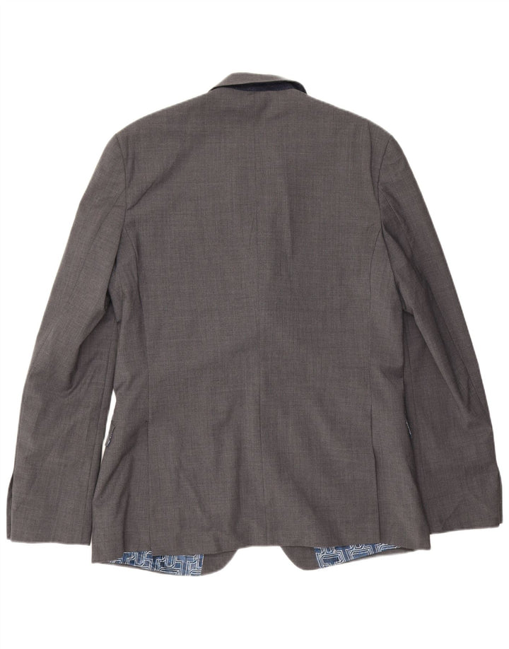 Ted Baker Herren-Blazer mit 2 Knöpfen, schmale Passform, UK 42, XL, graue Wolle