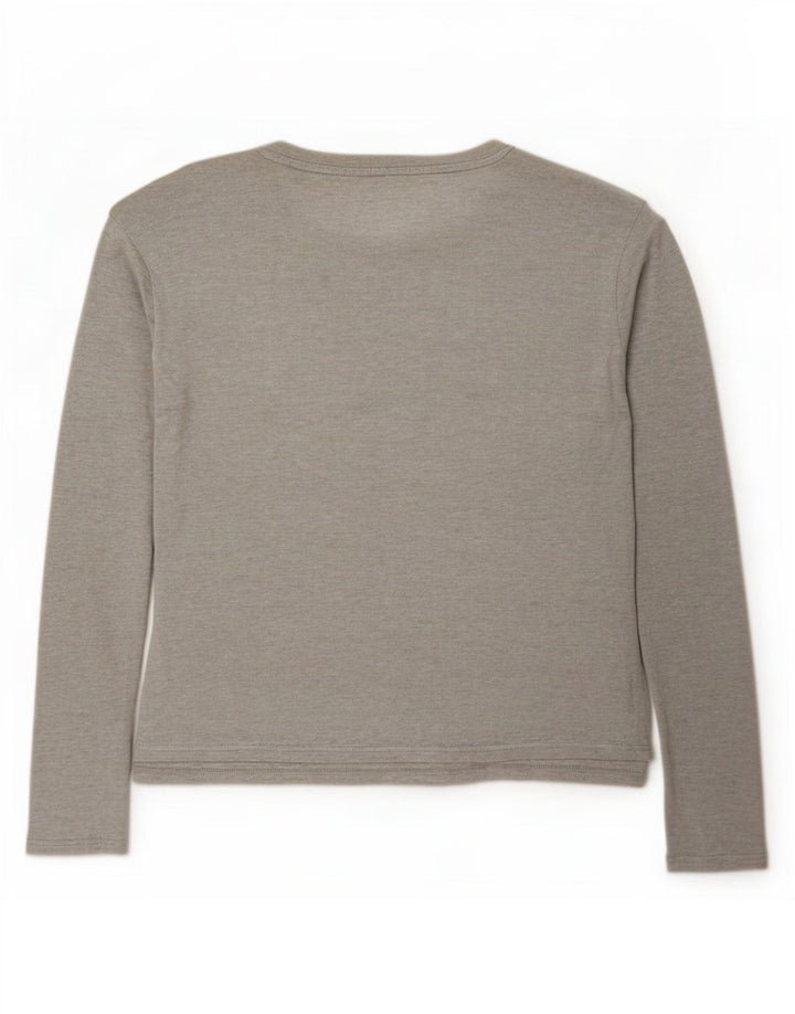 Zara Damen Top Langarm UK 14 Mittelgrau geflecktes Lyocell