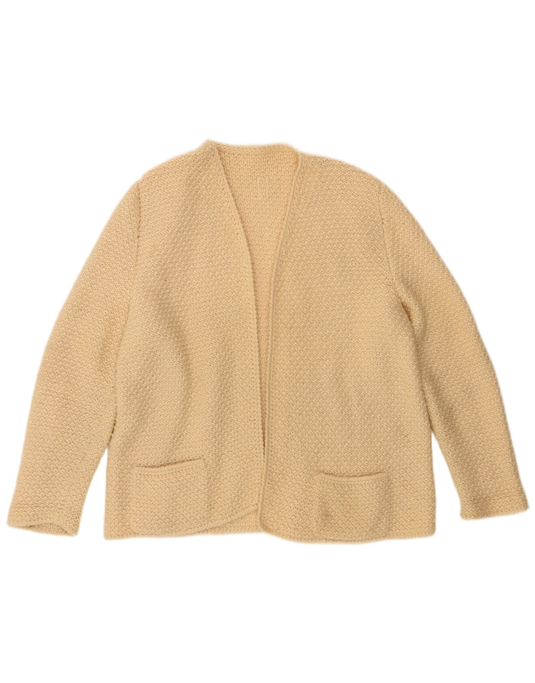 Vintage Damen Offener Cardigan Pullover UK 16 Groß Beige