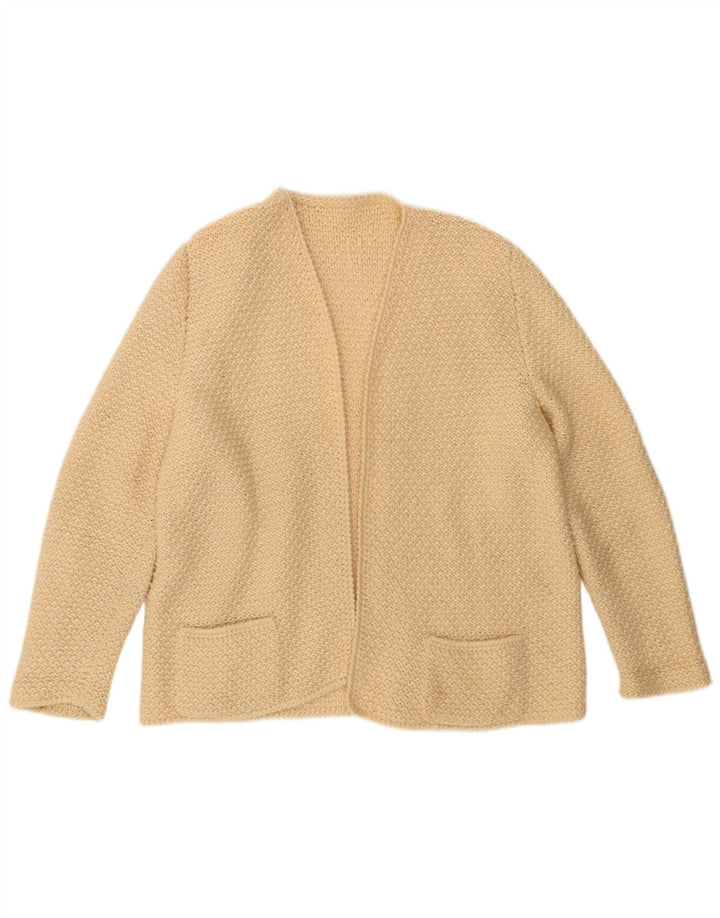 Vintage Damen Offener Cardigan Pullover UK 16 Groß Beige