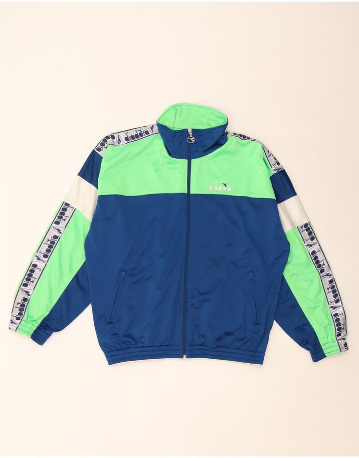 Diadora Herren-Trainingsanzugoberteil mit Grafik, IT 48, Mittelblau, Farbblock