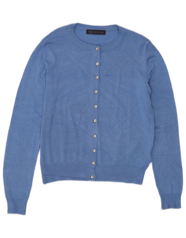 Marks & Spencer Damen Crop Cardigan Pullover UK 8 Small Blaue Viskose
