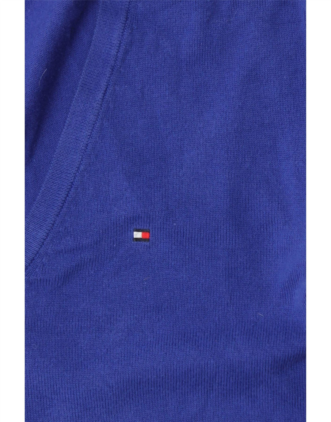 TOMMY HILFIGER Damen-Pullover mit V-Ausschnitt, Gr. 10, Größe S, blau, Baumwolle