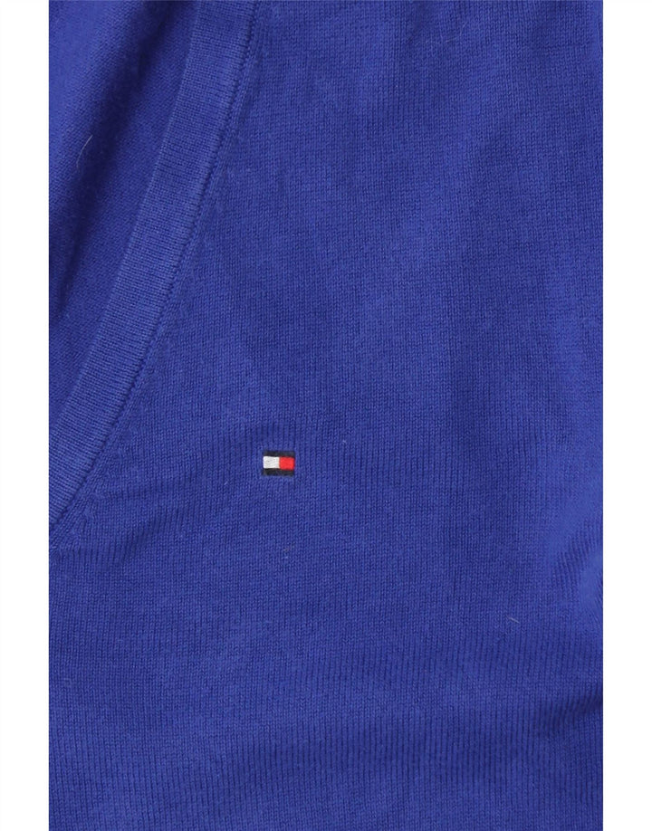 TOMMY HILFIGER Damen-Pullover mit V-Ausschnitt, Gr. 10, Größe S, blau, Baumwolle