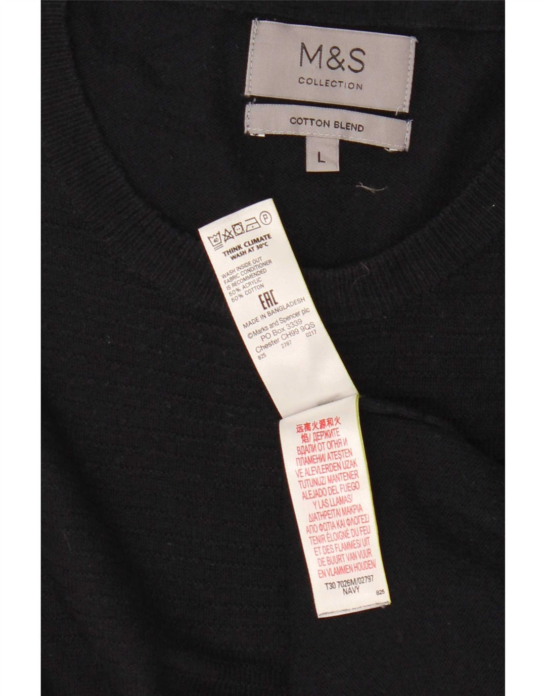 Marks & Spencer Herren-Pullover mit Rundhalsausschnitt, groß, Marineblau, Acryl