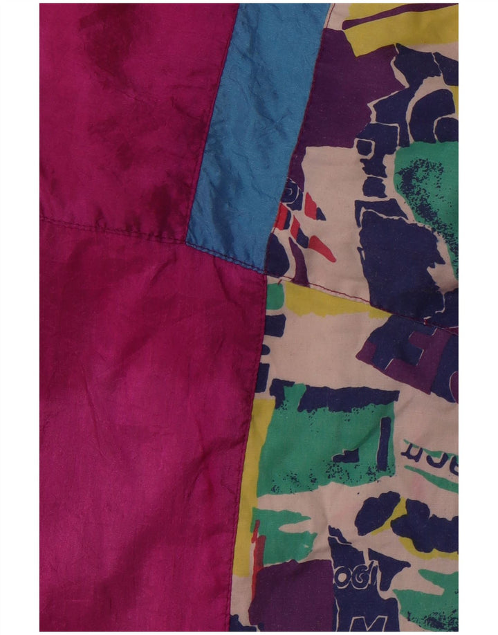 Vintage Damen Loose Fit Trainingsanzug Top Jacke UK 12 Mittelrosa Geometrisch