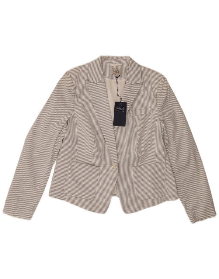 Marks & Spencer Damen-Blazer mit 1 Knopf, Gr. 44, Grau, Nadelstreifen