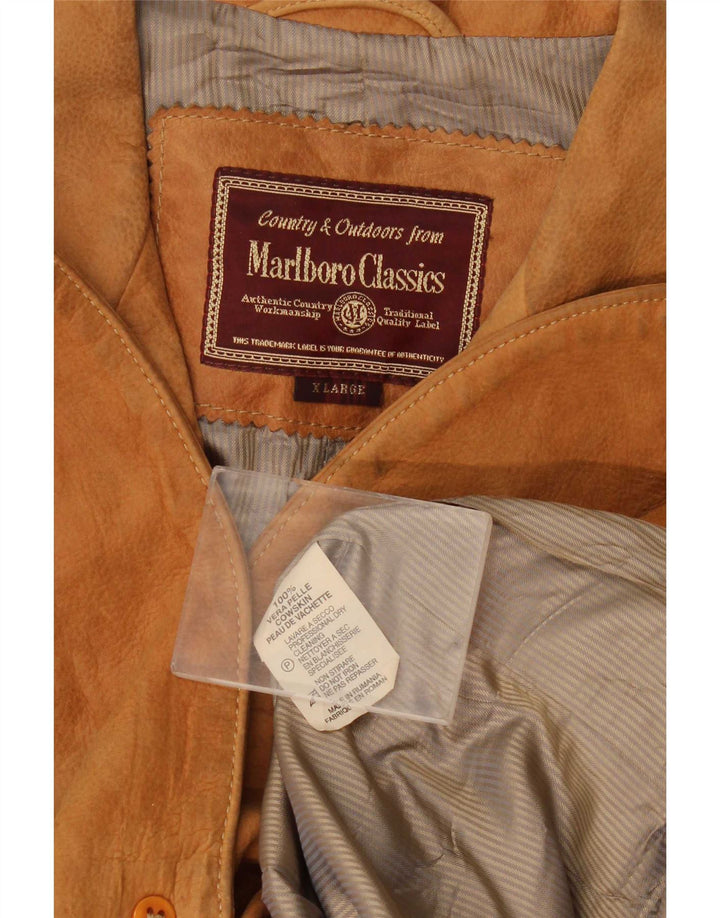 Marlboro Classics Herren-Blazer aus Wildleder mit 3 Knöpfen, UK 42, XL, beiges Leder