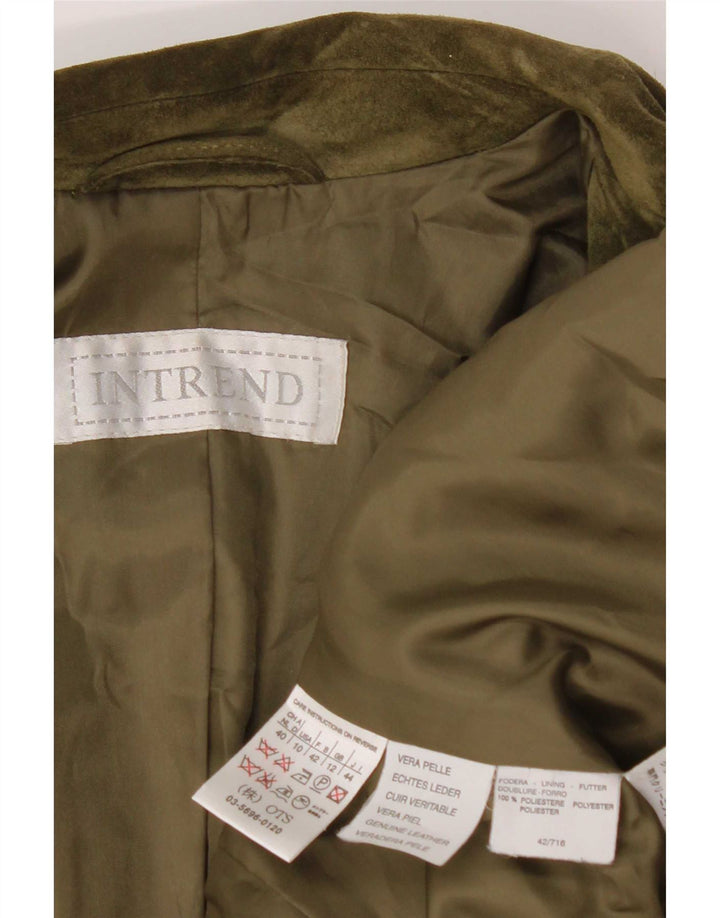 Intrend Damen 3-Knopf-Wildleder-Blazerjacke, UK 12, mittleres Khaki-Leder