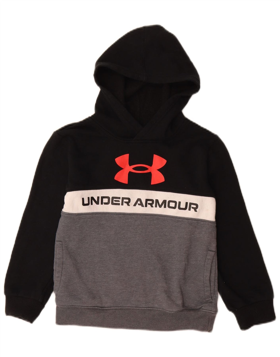 UNDER ARMOUR Kapuzenpullover mit Grafik für Jungen, 6–7 Jahre, schwarze Farbblock-Baumwolle