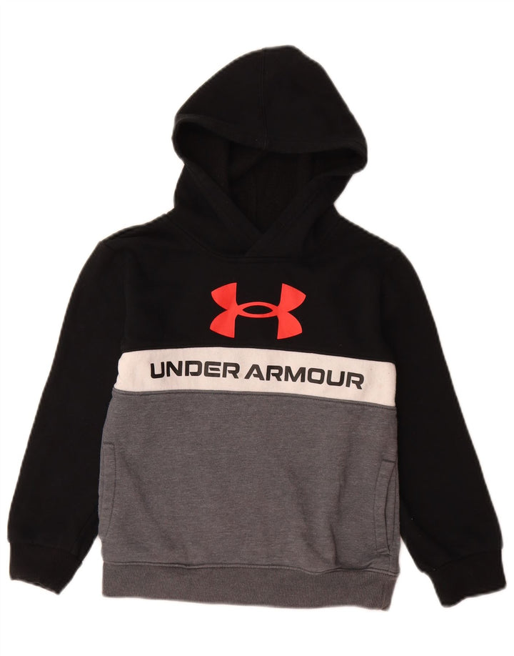 UNDER ARMOUR Kapuzenpullover mit Grafik für Jungen, 6–7 Jahre, schwarze Farbblock-Baumwolle