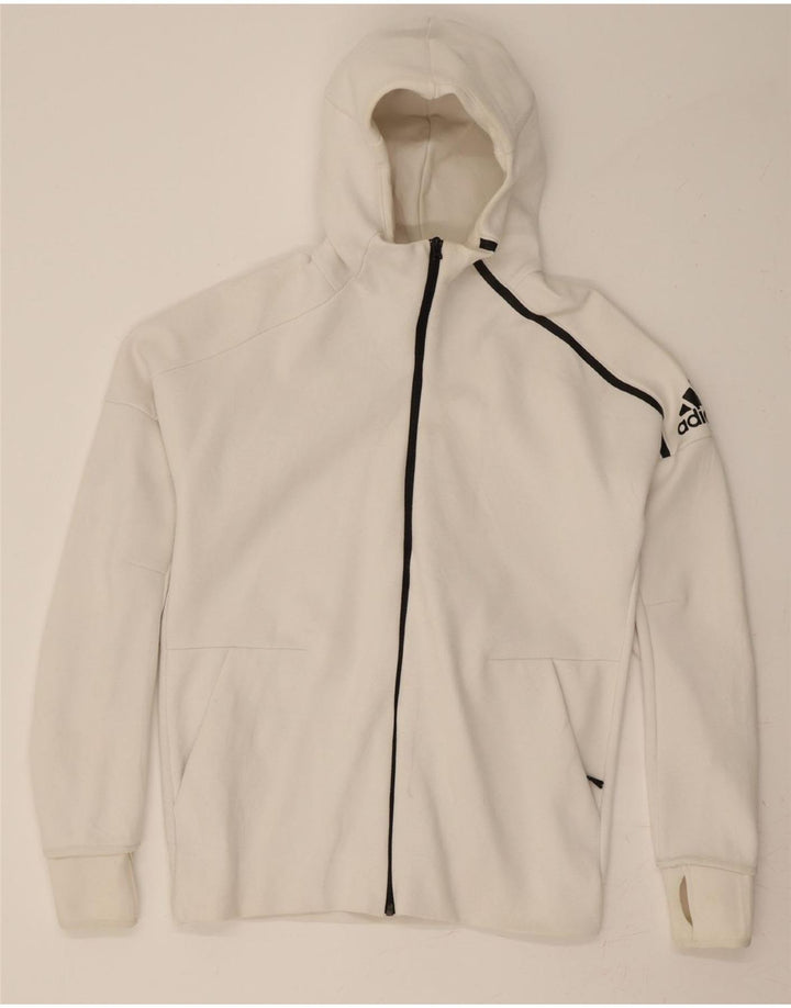 ADIDAS Herren-Kapuzenpullover mit Reißverschluss, mittelweiße Baumwolle