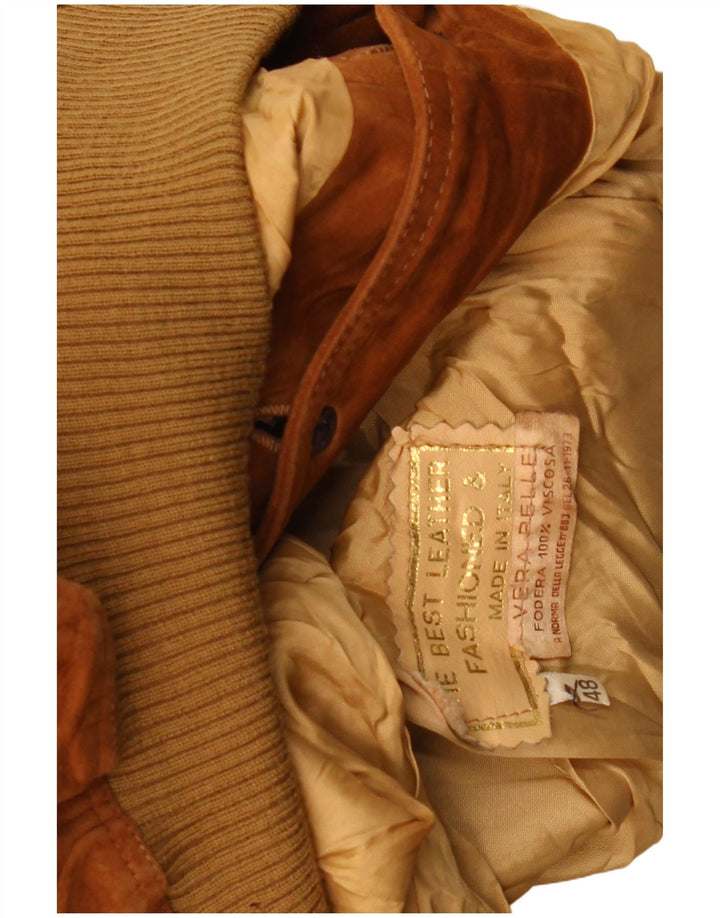 Vintage Damen Wildleder Bomberjacke IT 48 XL Braunes Leder