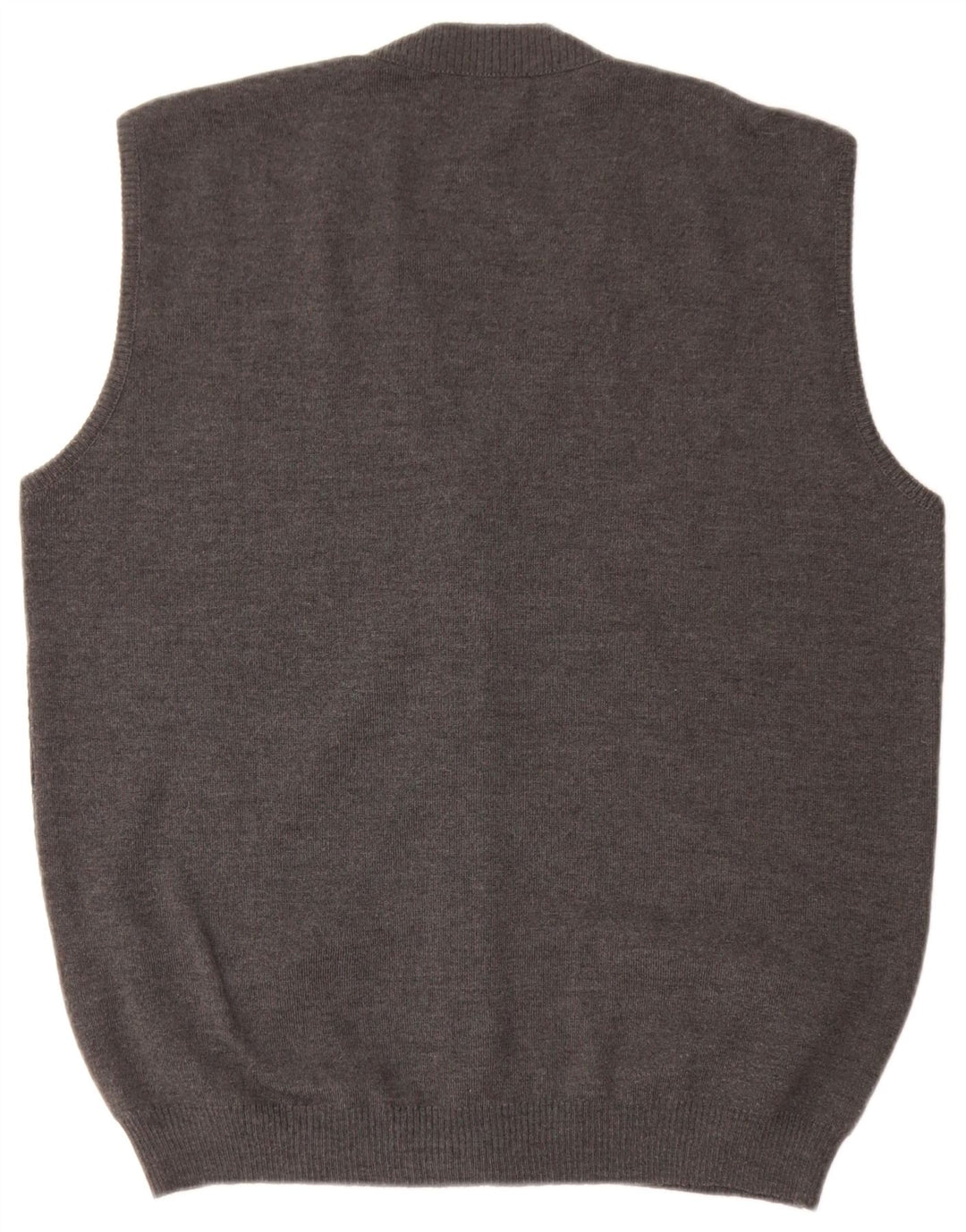 Bernardi Herren ärmelloser Cardigan Pullover IT 52 Große graue geometrische Wolle