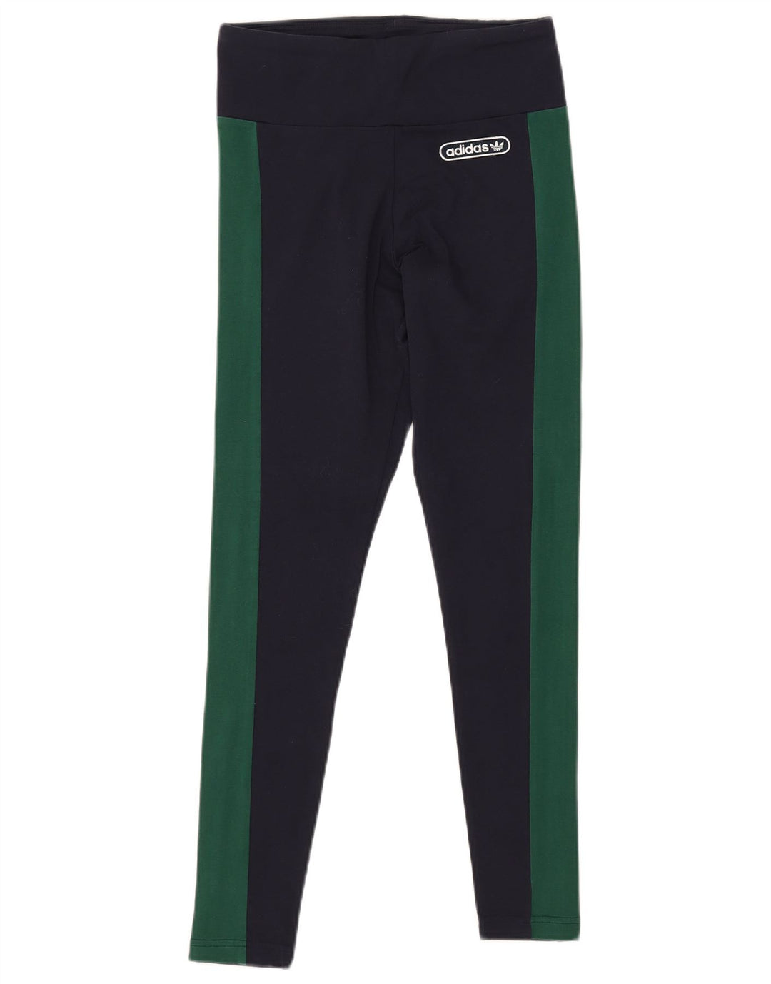 ADIDAS Damen Leggings UK 12 Medium Marineblau Colourblock Baumwolle