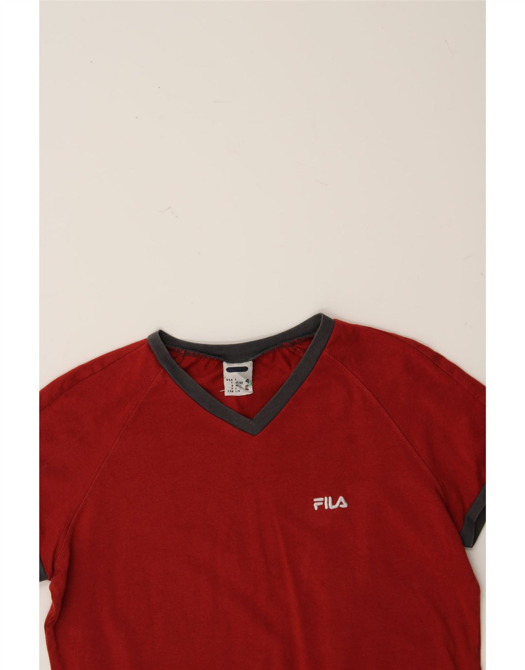 FILA Womens T-Shirt Top UK 16 Large Red Cotton Vintage Fila and Second-Hand Fila from Messina Hembry 