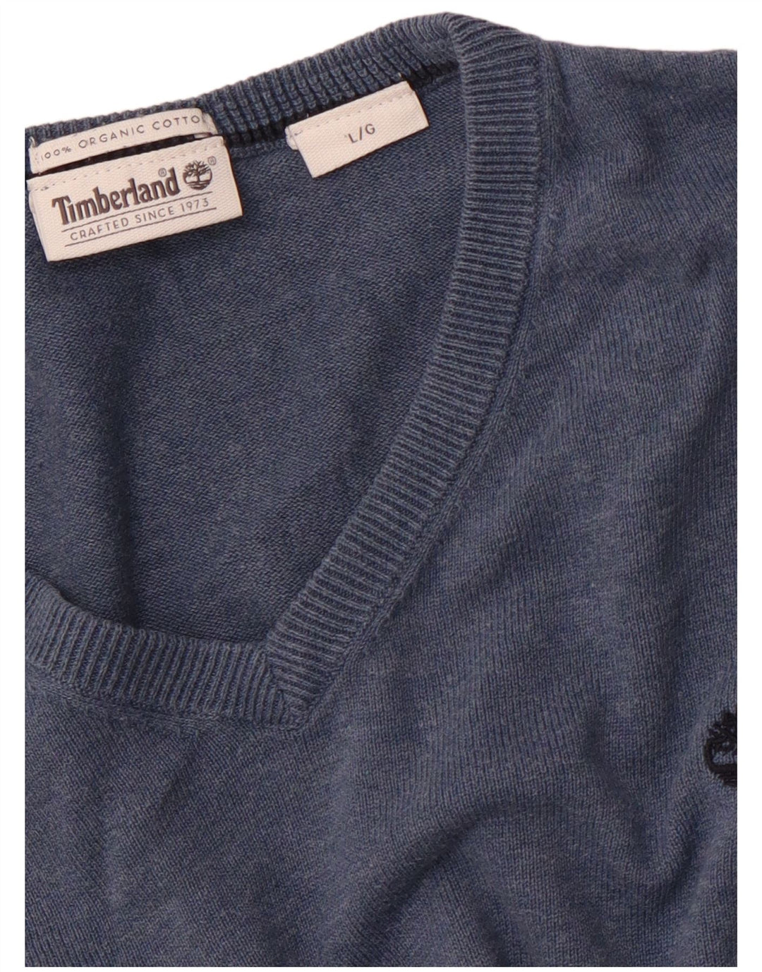 TIMBERLAND Damen-Pullover mit V-Ausschnitt, UK 16, Größe L, Marineblau, Baumwolle