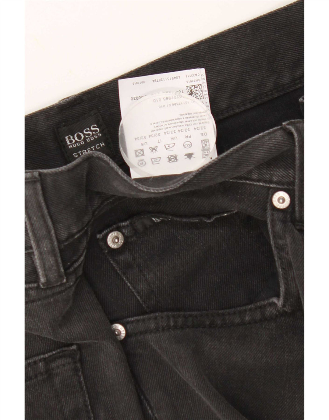 Hugo Boss Herren Straight Jeans W32 L34 Schwarze Baumwolle