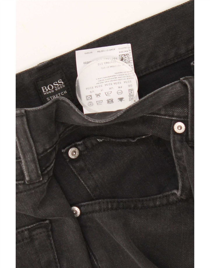 Hugo Boss Herren Straight Jeans W32 L34 Schwarze Baumwolle