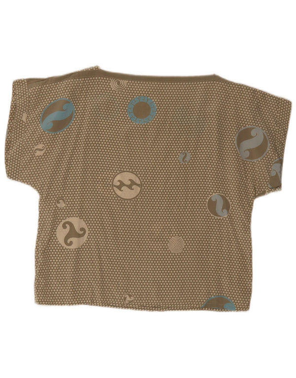 Vintage Damen T-Shirt Top UK 12 Mittelgrün gefleckt