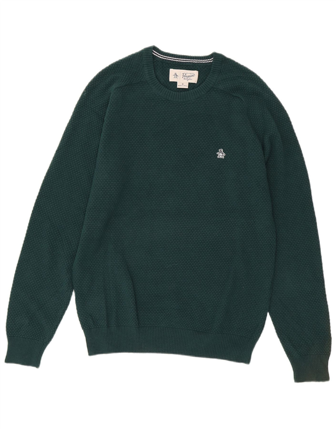 Penguin Herren-Pullover mit Rundhalsausschnitt, mittelgrüne Baumwolle