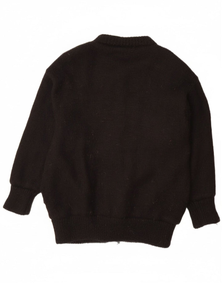 ABEL Damen-Cardigan-Pullover, Einheitsgröße, schwarze Wolle mit Blumenmuster