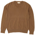 Marks & Spencer Herren-Pullover mit V-Ausschnitt aus mittelbrauner Baumwolle