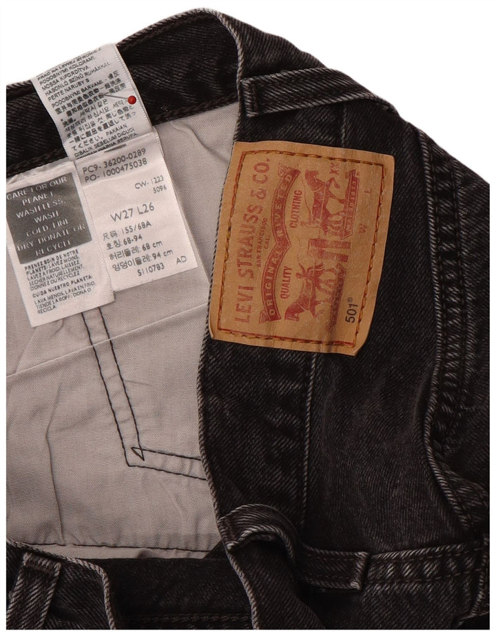 Levi's Damen 501 Straight Jeans W27 L26 Schwarze Baumwolle