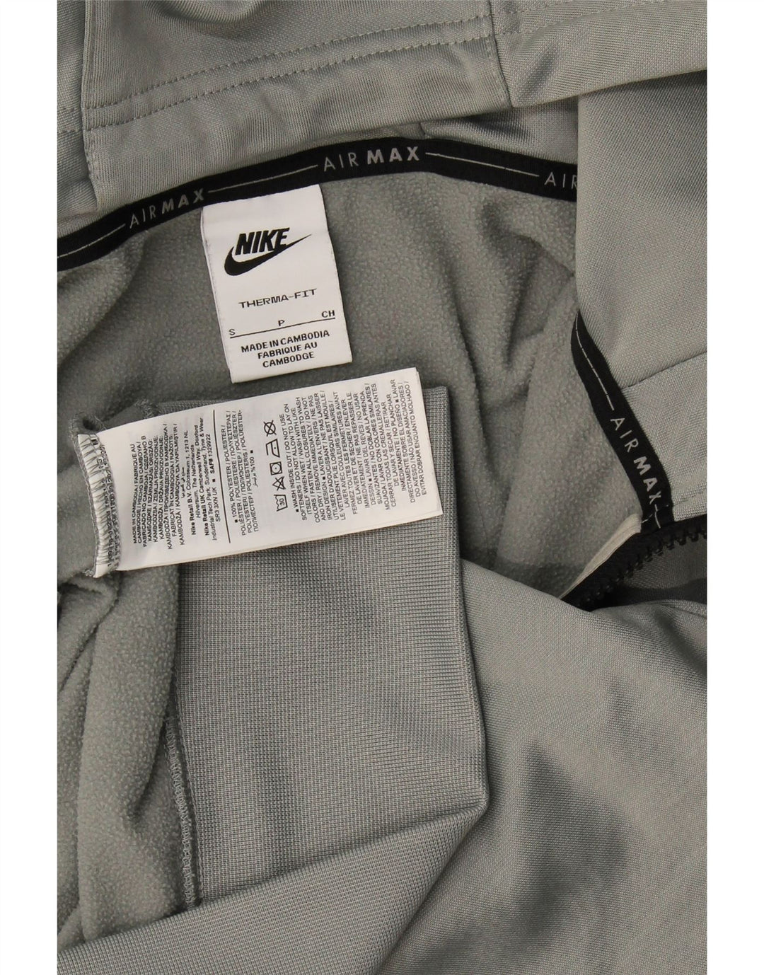 Nike Herren-Kapuzenpullover mit grafischem Reißverschluss, klein, grau, Polyester