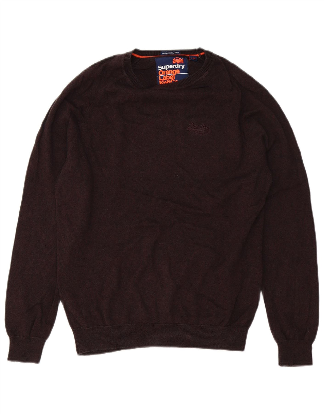 Superdry Herren-Pullover mit U-Boot-Ausschnitt, Größe S, braune Baumwolle
