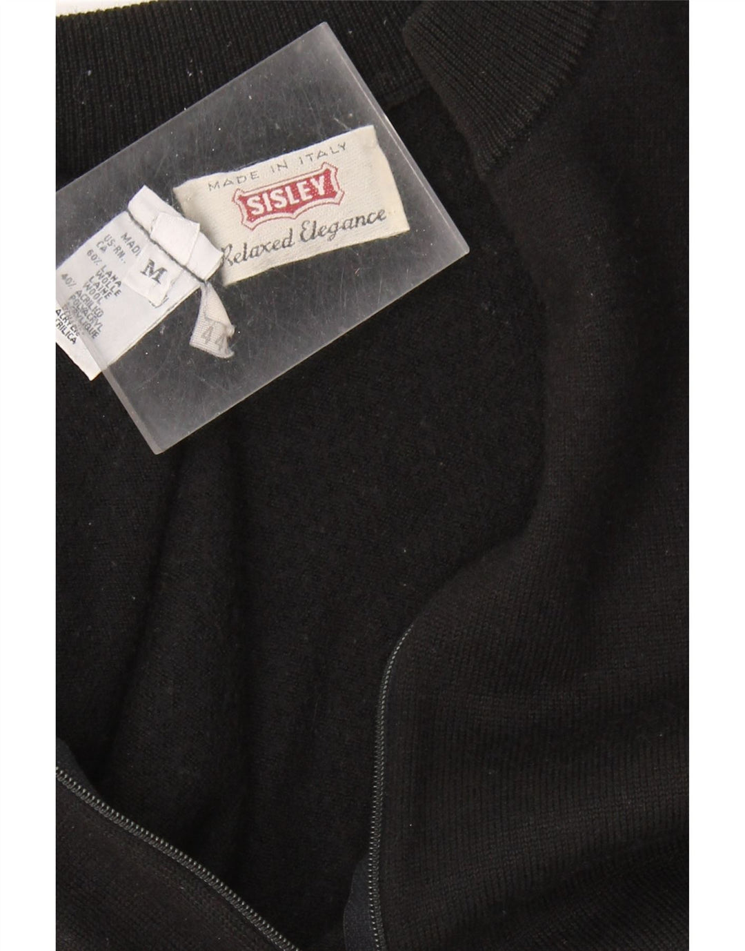 SISLEY Damen-Cardigan-Pullover UK 12 Mittelschwarze Wolle